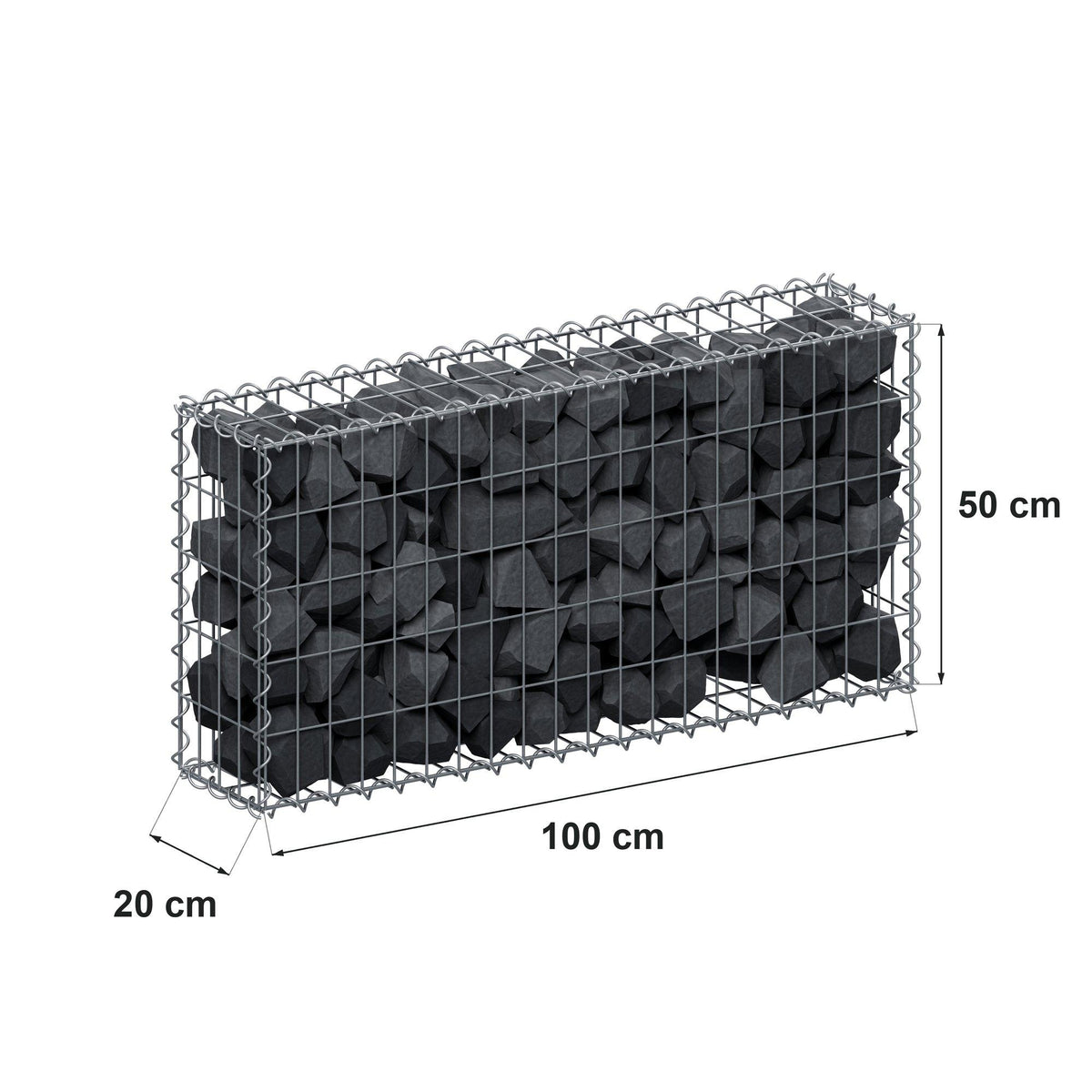 Schanskorf 100 cm x 50 cm x 20 cm (L x H x D), maaswijdte 5 cm x 10 cm, spiraalvormig