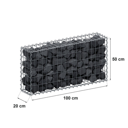 Schanskorf 100 cm x 50 cm x 20 cm (L x H x D), maaswijdte 5 cm x 10 cm, spiraalvormig