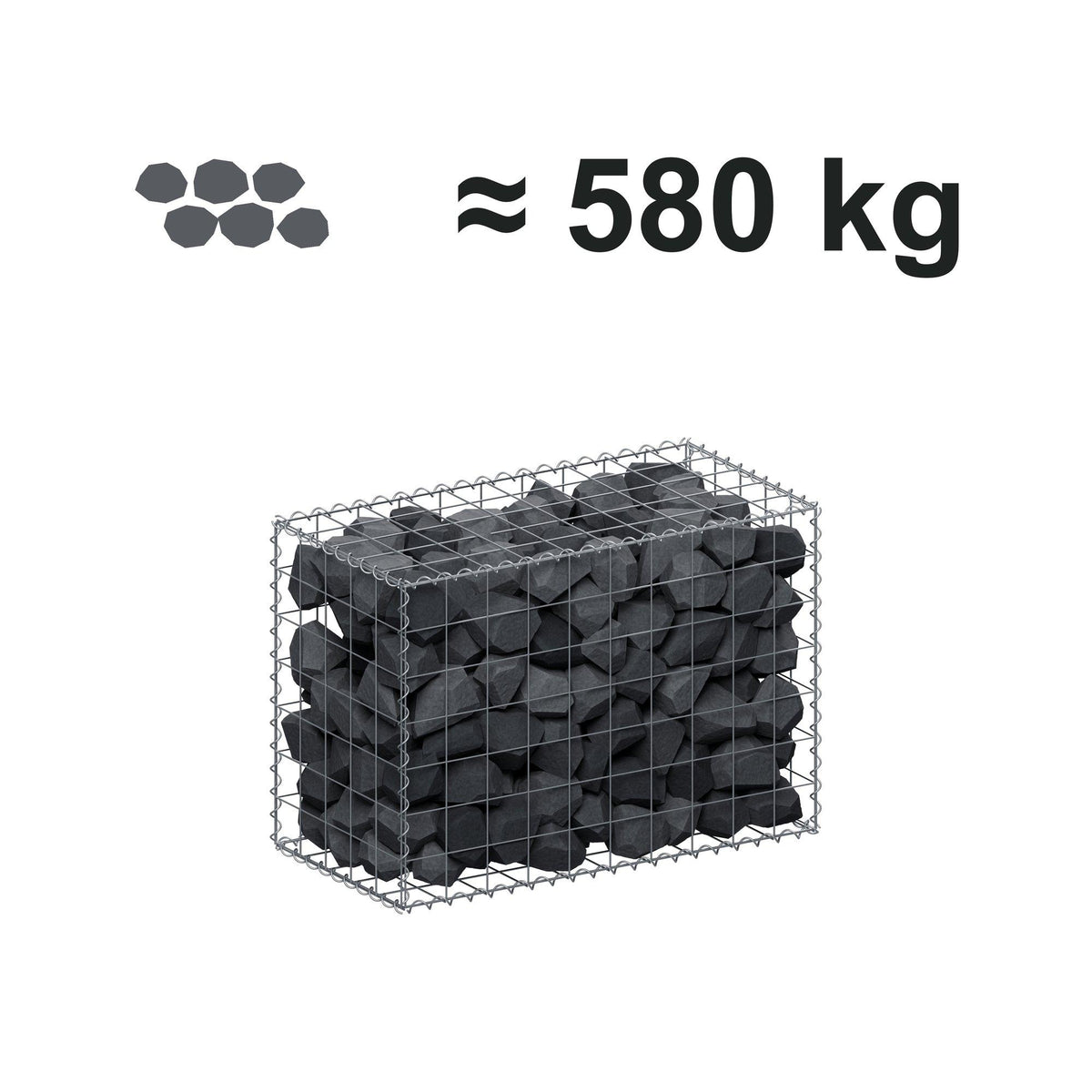 Gabione 100 cm x 70 cm x 50 cm (L x H x T), Maschenweite 10 cm x 10 cm, Spirale