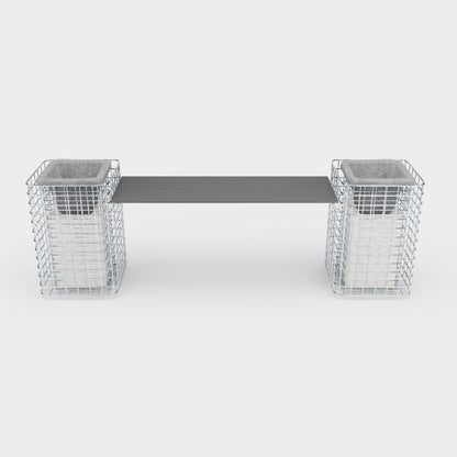 Garden bench 2 flower columns - 200 x 62 x 42 (L x H x D) MW 5 x 5 cm hot-dip galvanized, with recycled cover in anthracite
