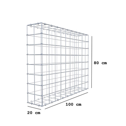 Gabbione 100 cm x 80 cm x 20 cm (L x H x P), maglia 10 x 10 cm, anello a spirale