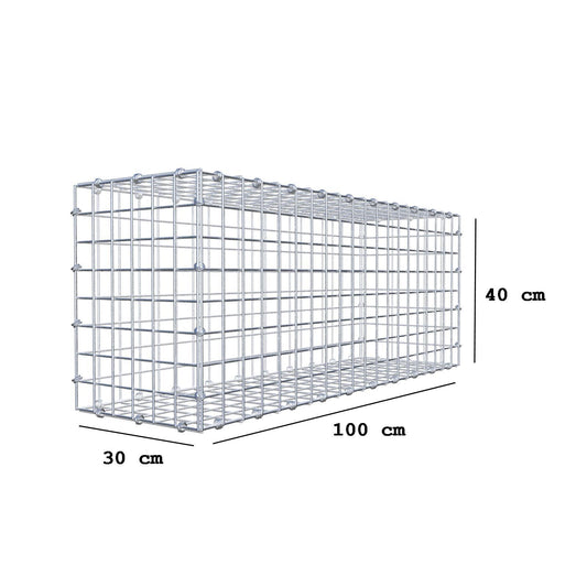 Gabion 100 cm x 40 cm x 30 cm (L x H x D), maskstorlek 5 x 5 cm, spiralring