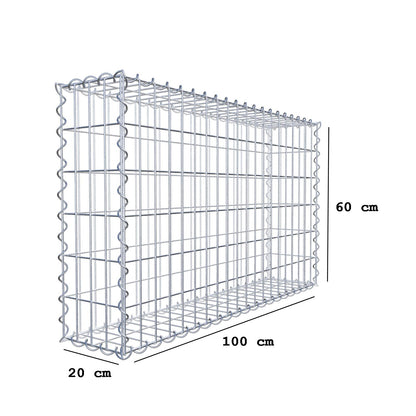 Gabião 100 cm x 60 cm x 20 cm (C x A x P), malhagem 5 cm x 10 cm, espiral