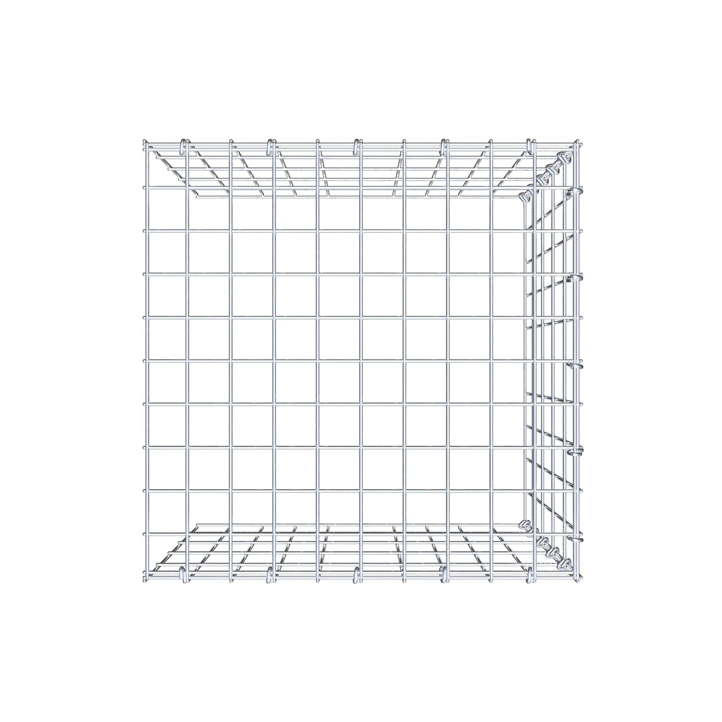 Opbouw schanskorf type 4 50 cm x 50 cm x 50 cm (L x H x D), maaswijdte 5 cm x 10 cm, C-ring