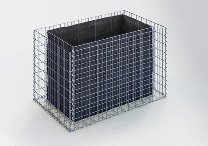 Högbädd, fyrkantig 130 cm x 80 cm x 80 cm (L x H x D), maskstorlek 5 x 10 cm, väggtjocklek 10 cm