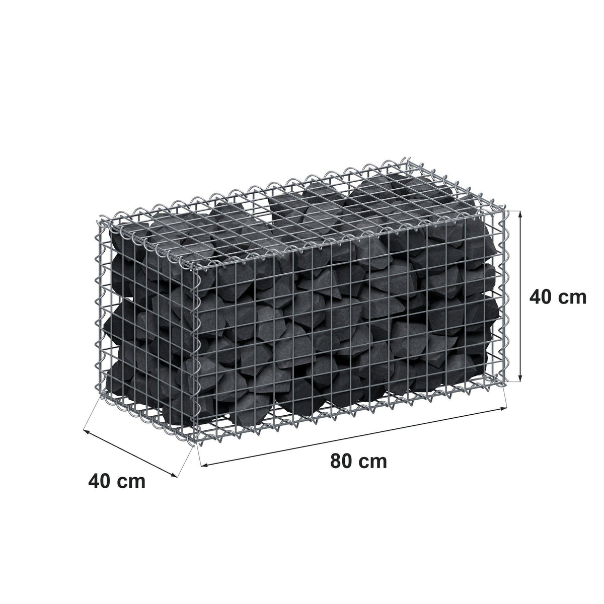 Schanskorf 80 cm x 40 cm x 40 cm (L x H x D), maaswijdte 5 cm x 5 cm, spiraalvormig