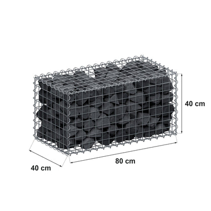 Schanskorf 80 cm x 40 cm x 40 cm (L x H x D), maaswijdte 5 cm x 5 cm, spiraalvormig