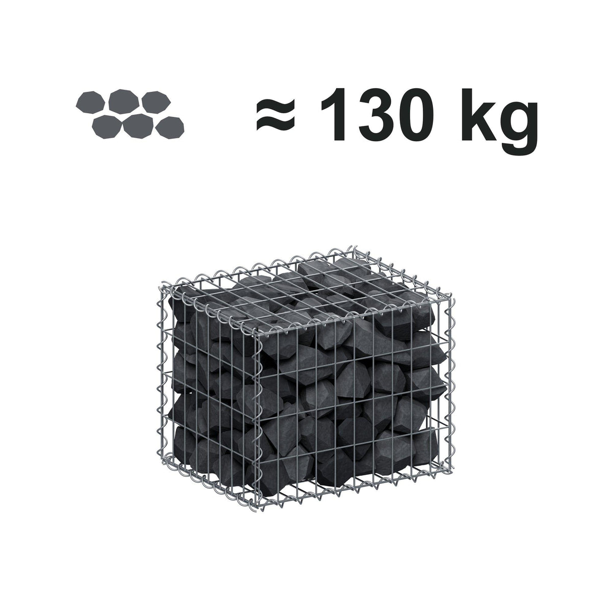 Gabion 50 cm x 40 cm x 40 cm (L x H x D), maskstorlek 5 cm x 10 cm, spiral