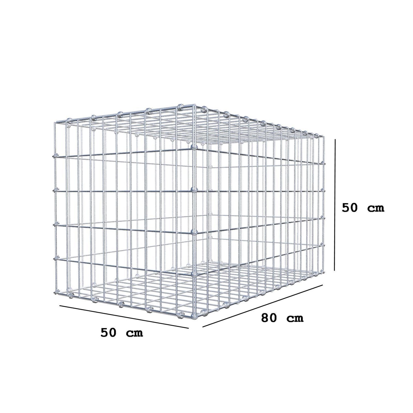Gabion 80 cm x 50 cm x 50 cm (L x H x D), maskstorlek 5 x 10 cm, spiralring