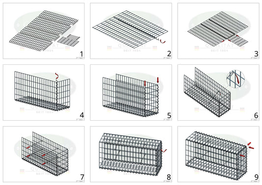 Anbaugabione Typ 2 100 cm x 60 cm x 30 cm (L x H x T), Maschenweite 5 cm x 10 cm, Spirale