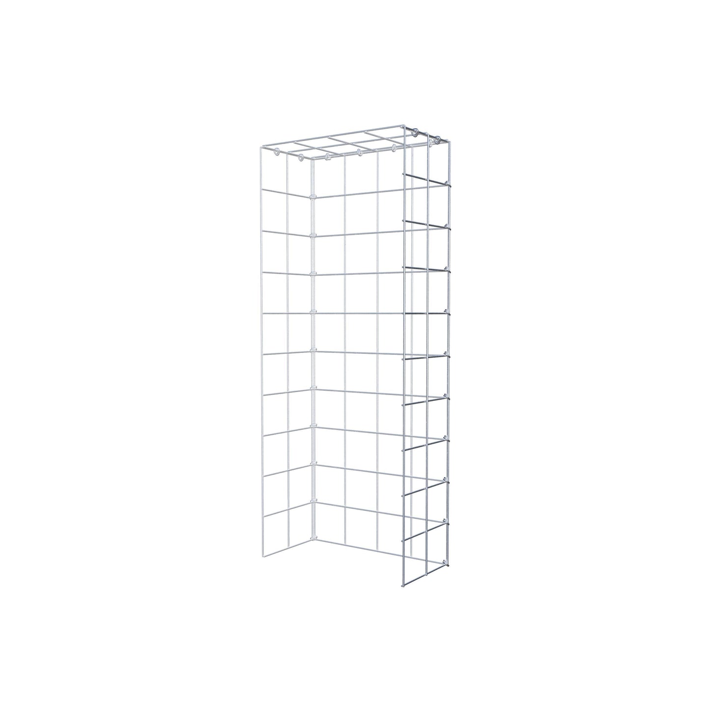 Typ 4 påbyggnadsgabion 100 cm x 20 cm x 40 cm (L x H x D), maskstorlek 10 cm x 10 cm, C-ring
