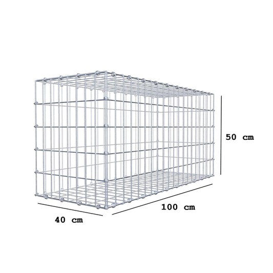 Gabione 100 cm x 50 cm x 40 cm (L x H x T), Maschenweite 5 x 10 cm, Spiralring