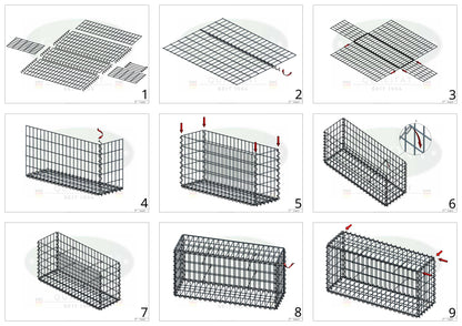 Gabion 100 cm x 20 cm x 20 cm (L x H x P), mailles 5 cm x 10 cm, spirale