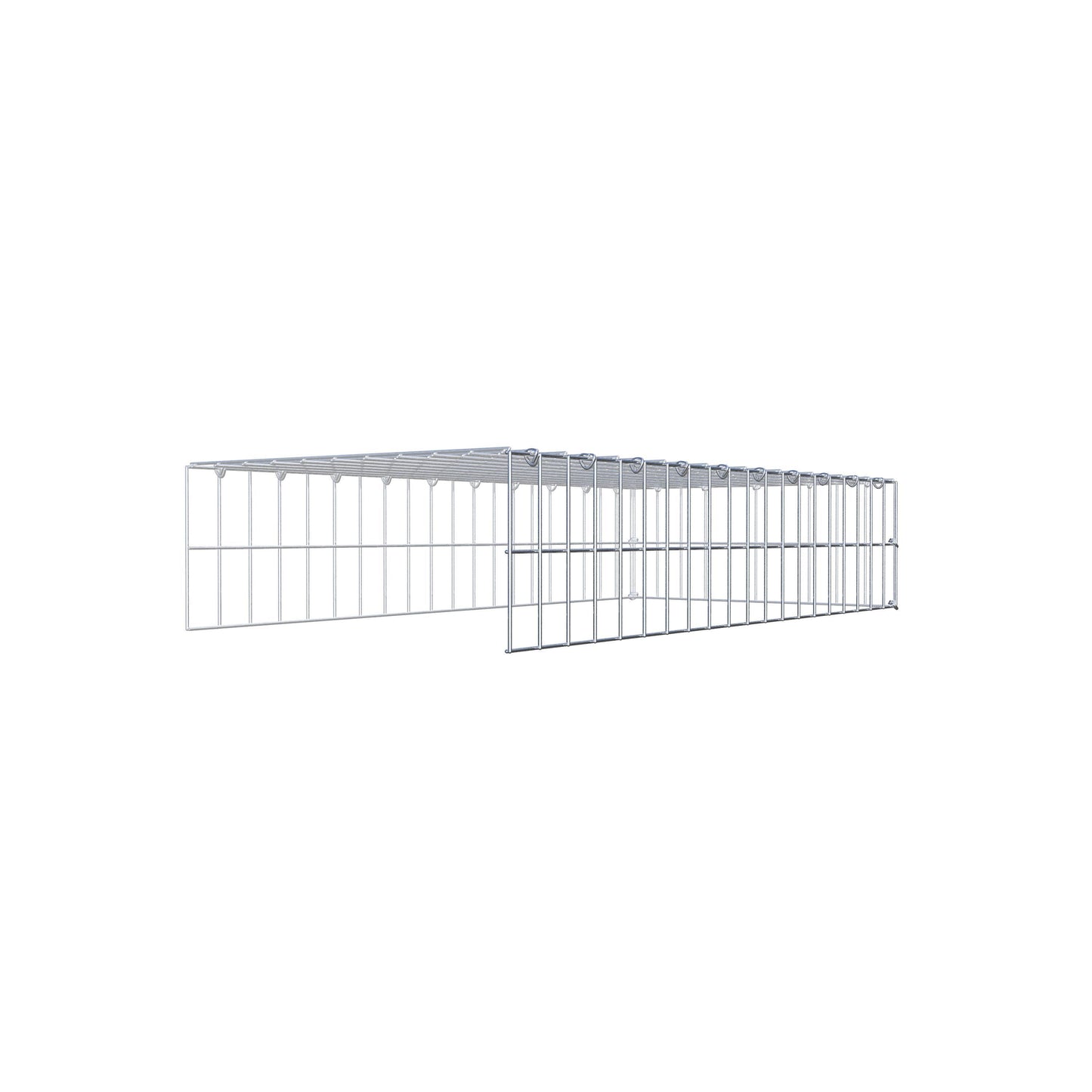Typ 4 påbyggnadsgabion 100 cm x 20 cm x 50 cm (L x H x D), maskstorlek 5 cm x 10 cm, C-ring