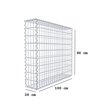 Gabion 100 cm x 90 cm x 20 cm (L x H x D), maskstorlek 5 cm x 10 cm, spiral