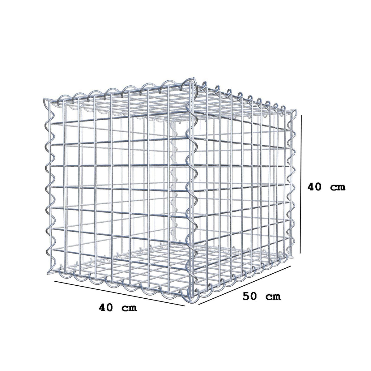 Gabion 50 cm x 40 cm x 40 cm (L x H x D), maskstorlek 5 cm x 5 cm, spiral