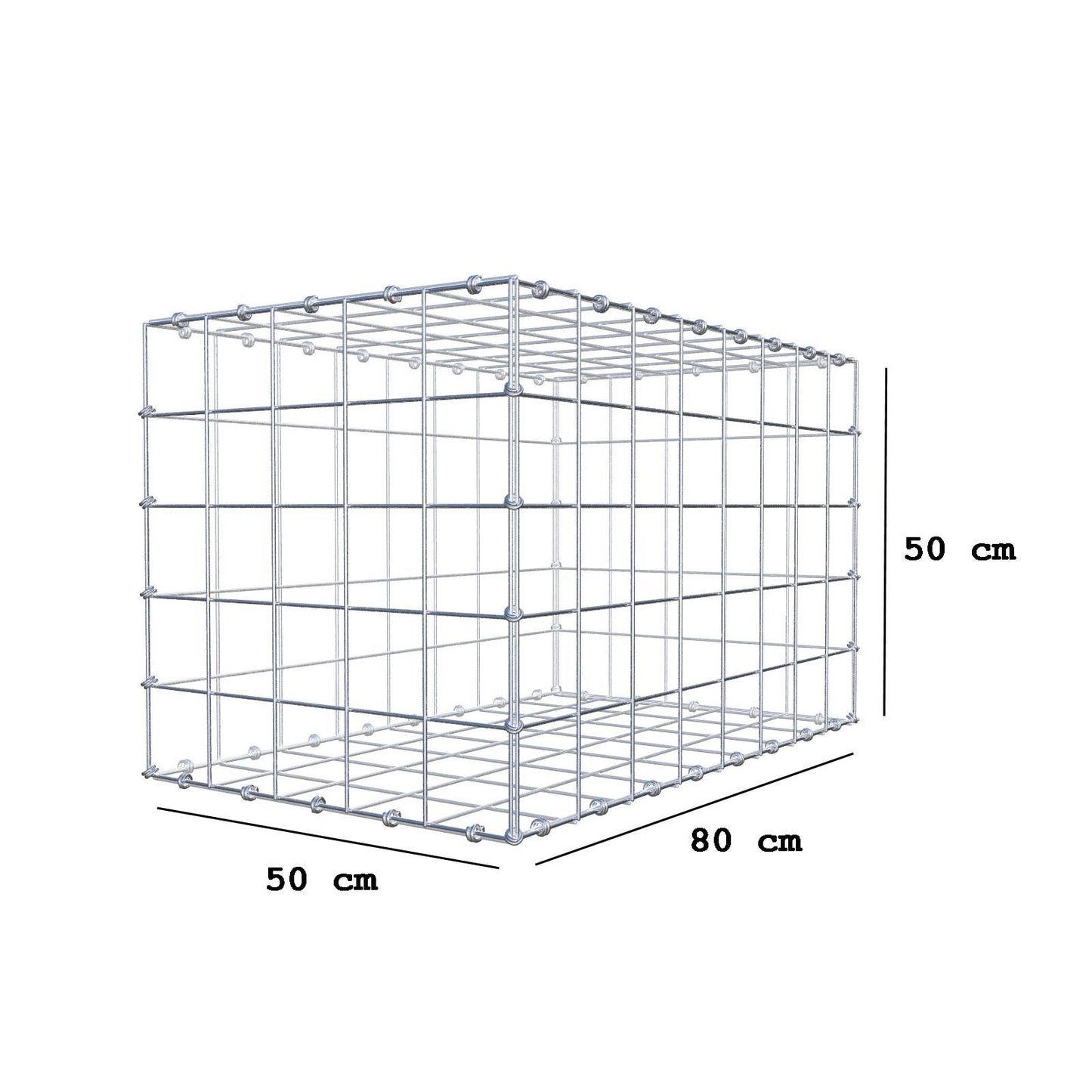 Schanskorf 80 cm x 50 cm x 50 cm (L x H x D), maaswijdte 10 x 10 cm, spiraalring