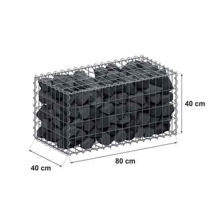 Gabbione 80 cm x 40 cm x 40 cm (L x H x P), maglia 5 cm x 10 cm, spirale