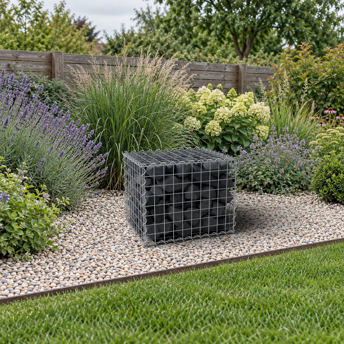 Gabion 50 cm x 40 cm x 40 cm (L x H x D), maskstorlek 5 cm x 5 cm, spiral