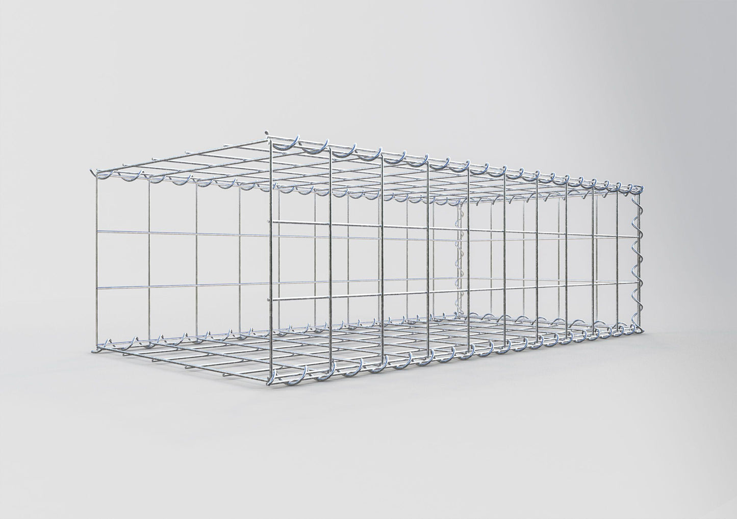 Opbouw schanskorf type 2 100 cm x 30 cm x 50 cm (L x H x D), maaswijdte 10 cm x 10 cm, spiraal