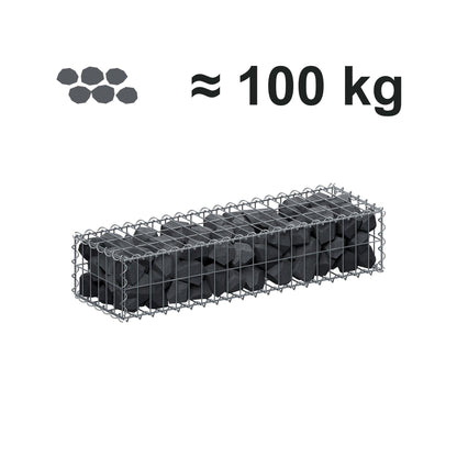 Schanskorf 100 cm x 20 cm x 30 cm (L x H x D), maaswijdte 5 cm x 10 cm, spiraalvormig