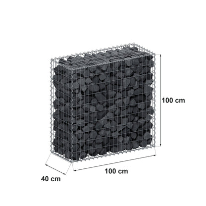 Gabion 100 cm x 100 cm x 40 cm (L x H x D), maskstorlek 5 cm x 10 cm, spiral
