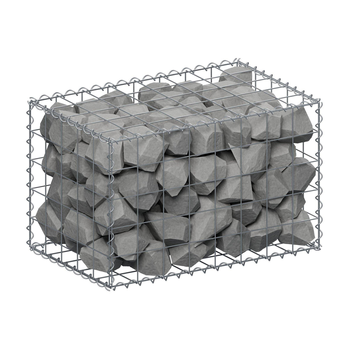 Gabião 80 cm x 50 cm x 50 cm (C x A x P), malhagem 10 cm x 10 cm, espiral