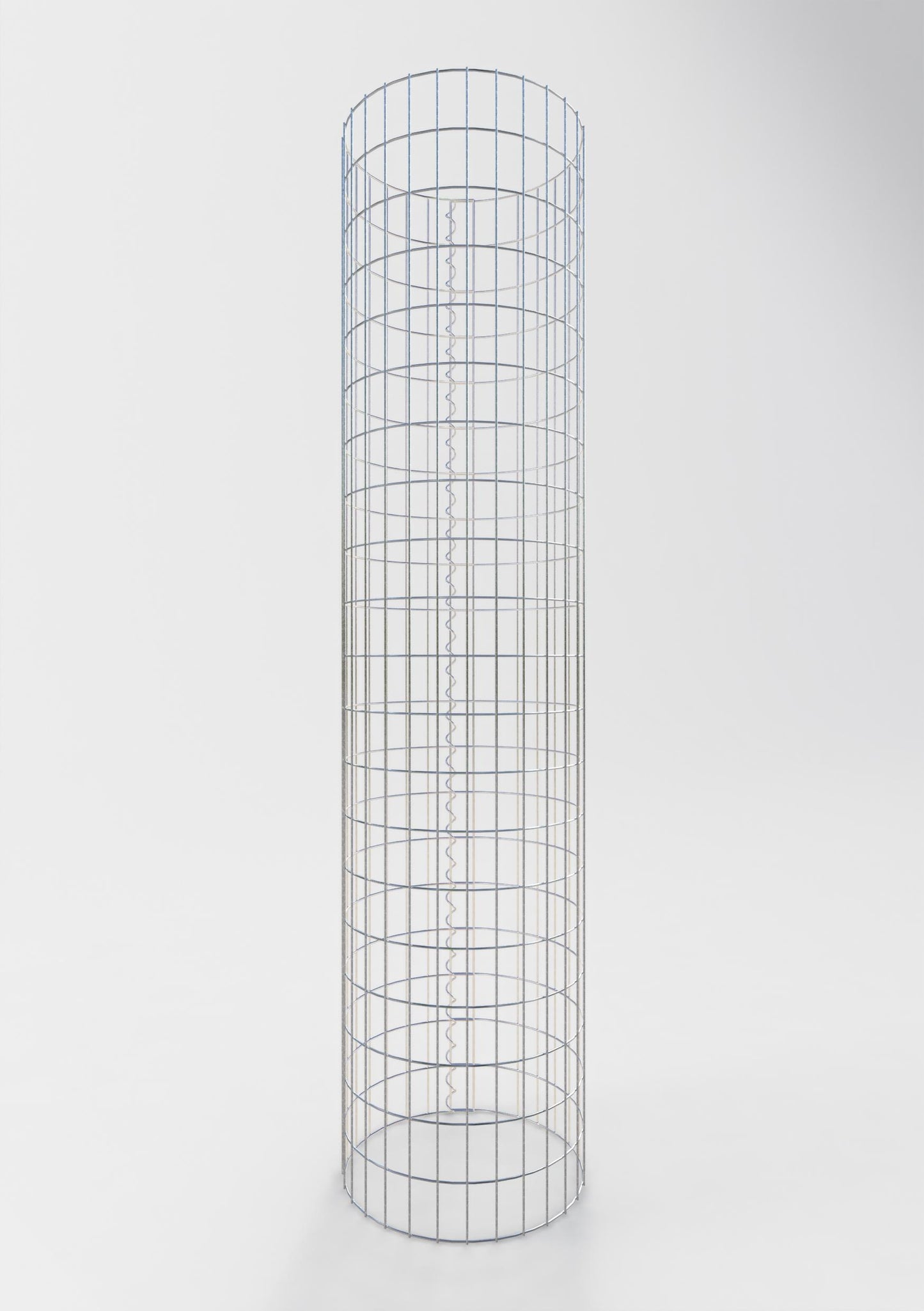 Coluna de gabião com diâmetro de 47 cm, malha redonda de 5 x 10 cm