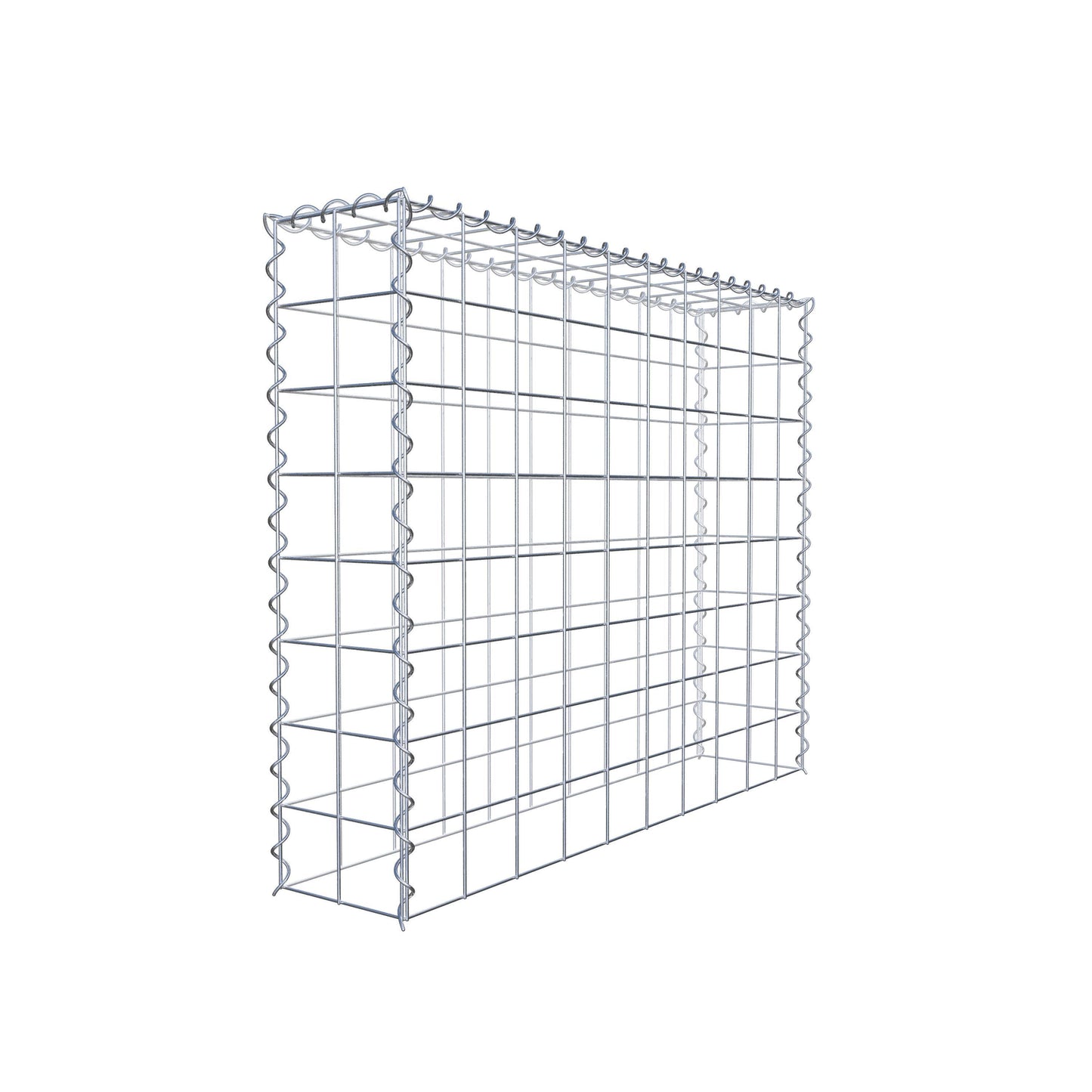 Opbouw schanskorf type 3 100 cm x 80 cm x 20 cm (L x H x D), maaswijdte 10 cm x 10 cm, spiraal