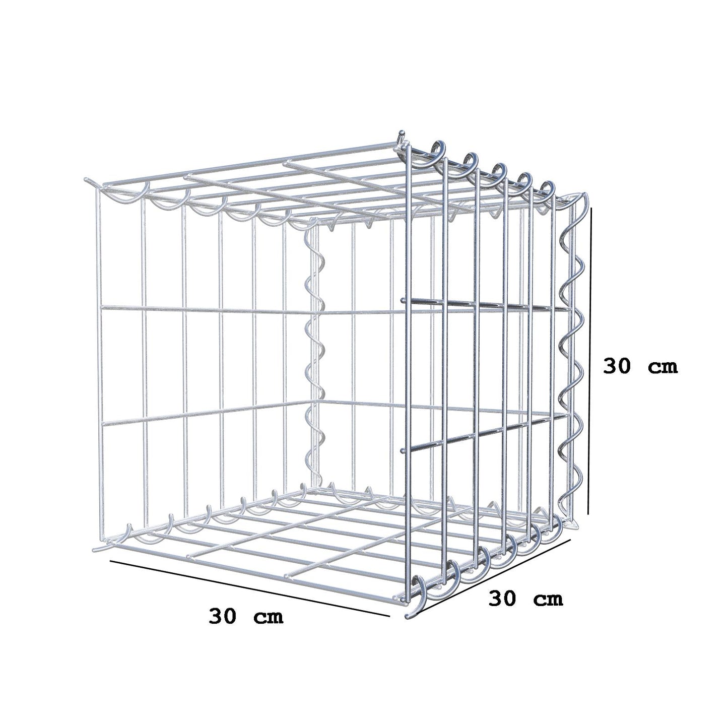 Gavión adicional tipo 2 30 cm x 30 cm x 30 cm (L x A x P), malla 5 cm x 10 cm, en espiral