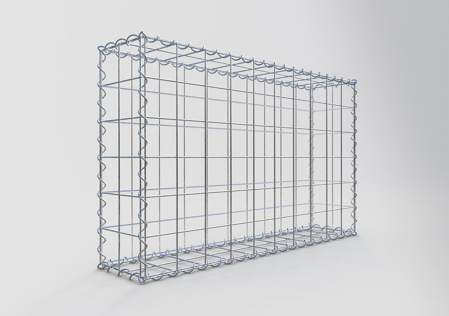 Gabbione 100 cm x 60 cm x 20 cm (L x H x P), maglia 10 cm x 10 cm, spirale