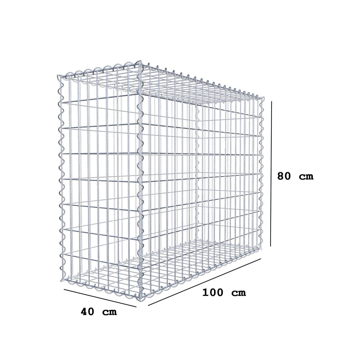Gabion 100 cm x 80 cm x 40 cm (L x H x P), mailles 5 cm x 10 cm, spirale