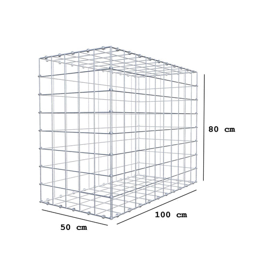 Gabion 100 cm x 80 cm x 50 cm (L x H x D), maskestørrelse 10 x 10 cm, spiralring