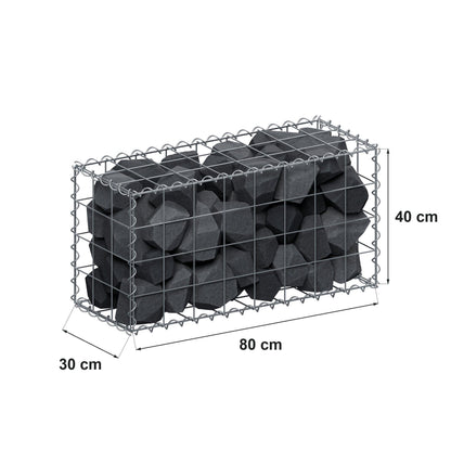 Gabion 80 cm x 40 cm x 30 cm (L x H x D), maskstorlek 10 cm x 10 cm, spiral