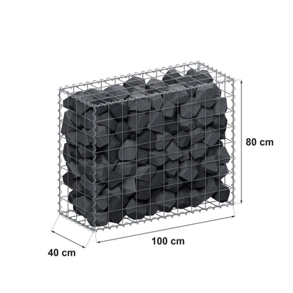 Gabion 100 cm x 80 cm x 40 cm (L x H x D), maskstorlek 10 cm x 10 cm, spiral