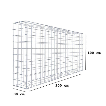 Gabião 200 cm x 100 cm x 30 cm (C x A x P), malhagem 10 x 10 cm, anel espiral