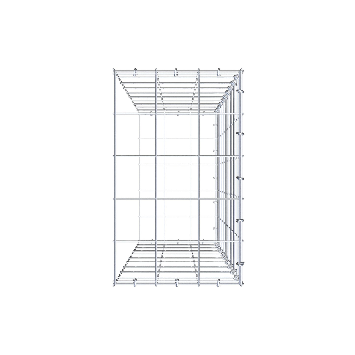 Typ 2 påbyggnadsgabion 100 cm x 30 cm x 50 cm (L x H x D), maskstorlek 10 cm x 10 cm, C-ring