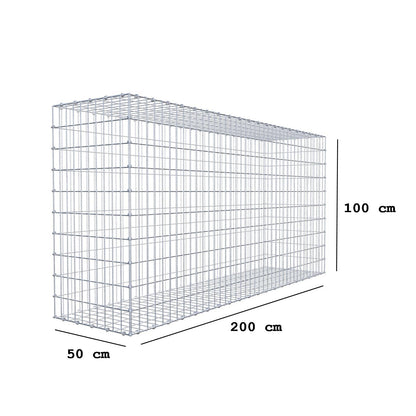 Gabion 200 cm x 100 cm x 50 cm (L x H x D), maskstorlek 5 x 10 cm, spiralring