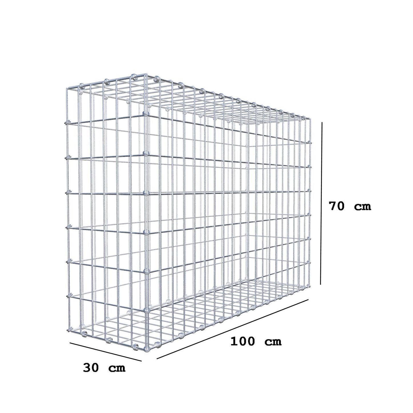 Gabione 100 cm x 70 cm x 30 cm (L x H x T), Maschenweite 5 x 10 cm, Spiralring