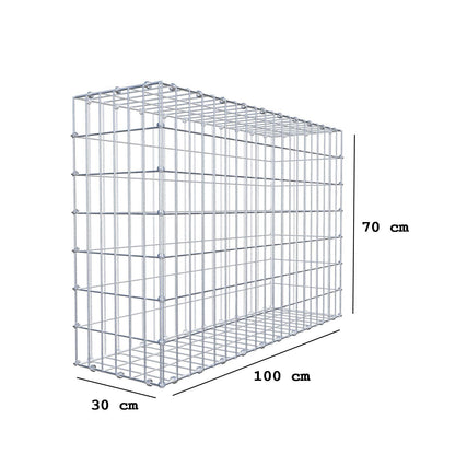 Gabione 100 cm x 70 cm x 30 cm (L x H x T), Maschenweite 5 x 10 cm, Spiralring