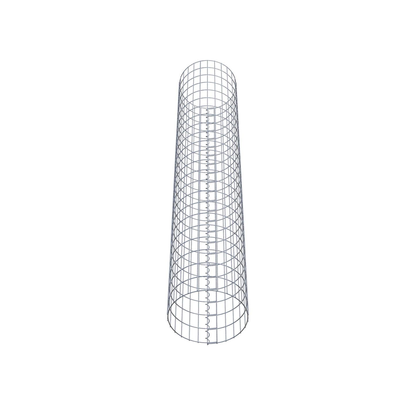 Schanskorfzuil rond 42 cm diameter, 230 cm hoogte, maaswijdte 5 cm x 10 cm