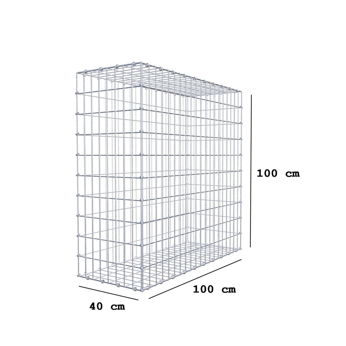 Gabbione 100 cm x 100 cm x 40 cm (L x H x P), maglia 5 x 10 cm, anello a spirale