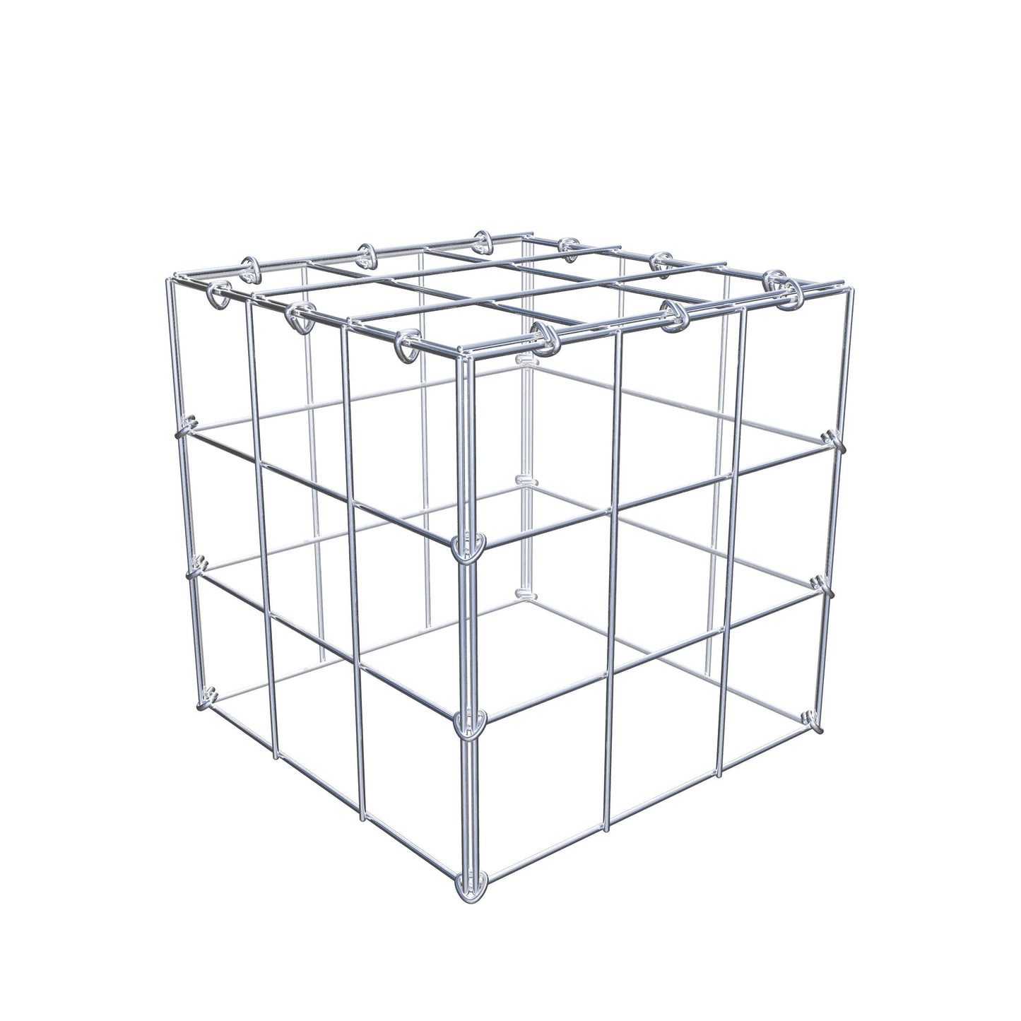 Opbouw schanskorf type 3 30 cm x 30 cm x 30 cm (L x H x D), maaswijdte 10 cm x 10 cm, C-ring