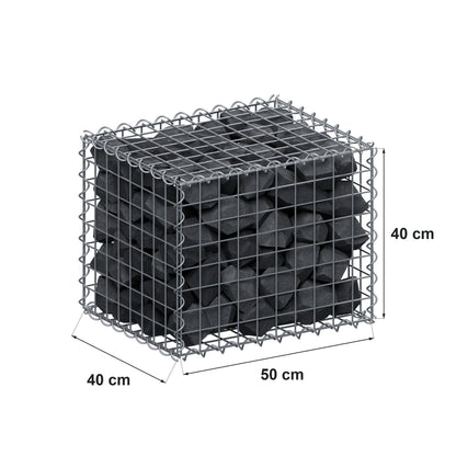 Gabion 50 cm x 40 cm x 40 cm (L x H x D), maskstorlek 5 cm x 5 cm, spiral