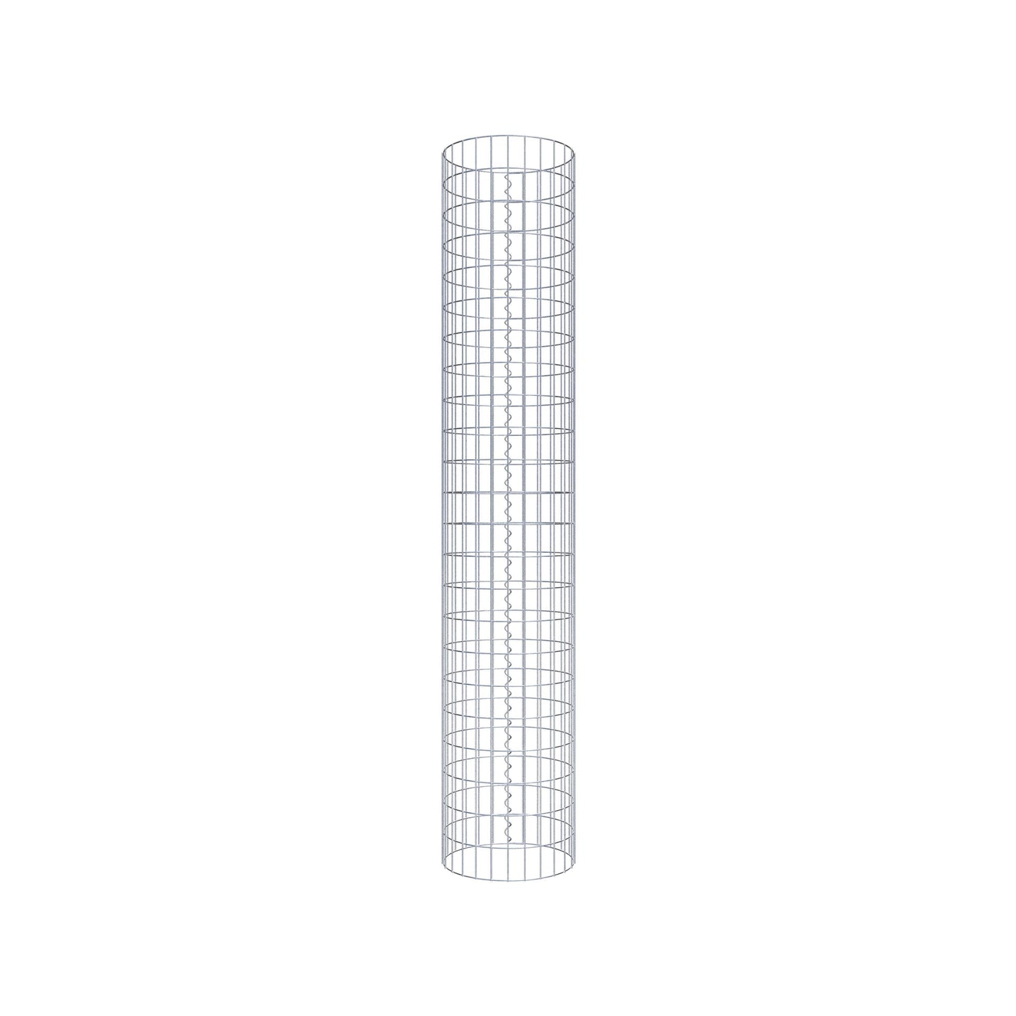 Schanskorfzuil rond 42 cm diameter, 230 cm hoogte, maaswijdte 5 cm x 10 cm