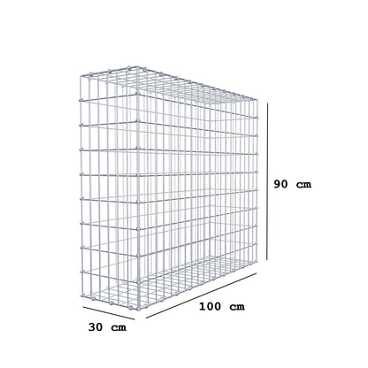 Gabbione 100 cm x 90 cm x 30 cm (L x H x P), maglia 5 x 10 cm, anello a spirale