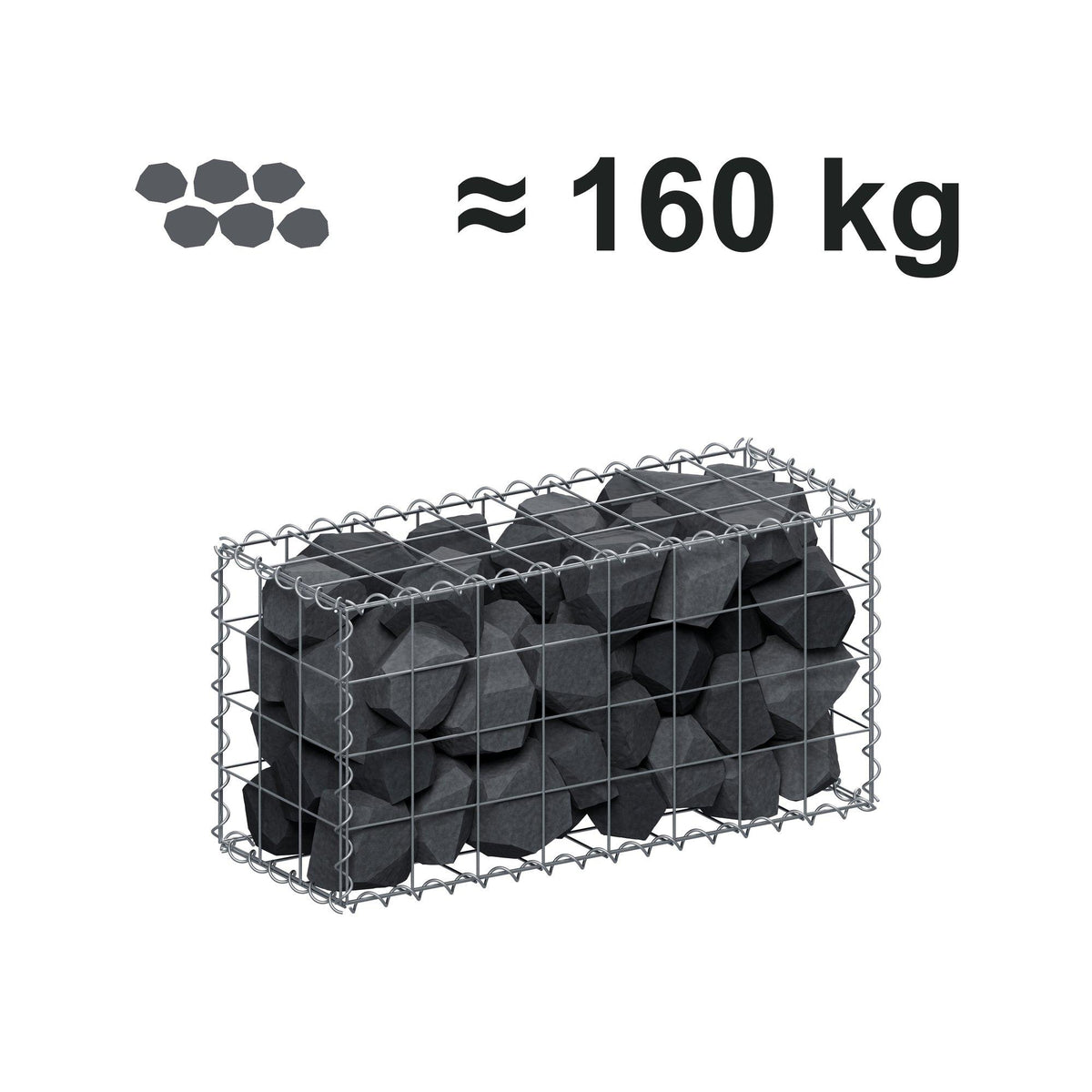 Gabion 80 cm x 40 cm x 30 cm (L x H x D), maskstorlek 10 cm x 10 cm, spiral