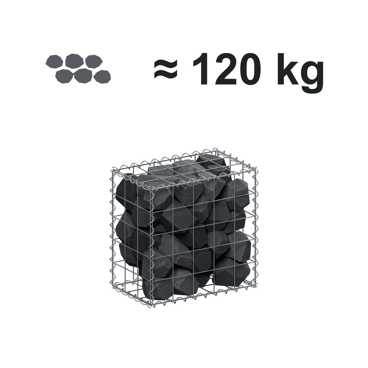 Gabion 50 cm x 50 cm x 30 cm (L x H x D), maskstorlek 10 cm x 10 cm, spiral