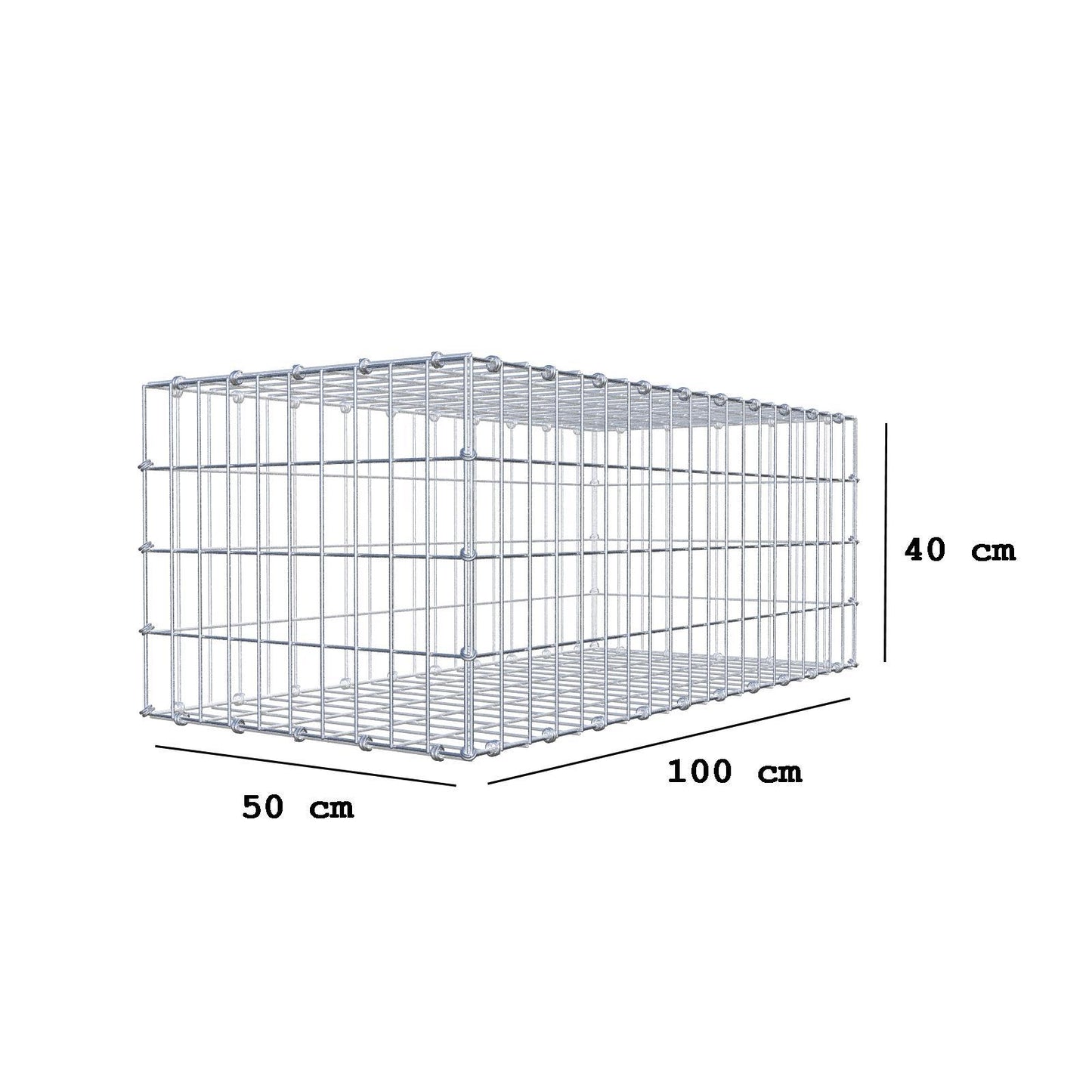Gabion 100 cm x 40 cm x 50 cm (L x H x D), maskstorlek 5 x 10 cm, spiralring
