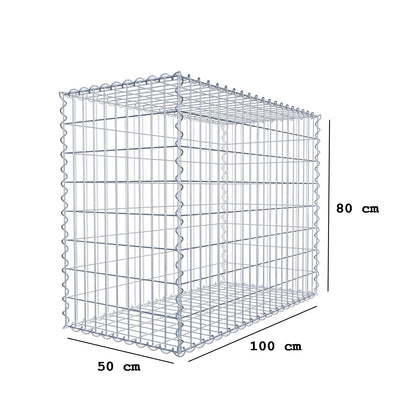 Gabione 100 cm x 80 cm x 50 cm (L x H x T), Maschenweite 5 cm x 10 cm, Spirale